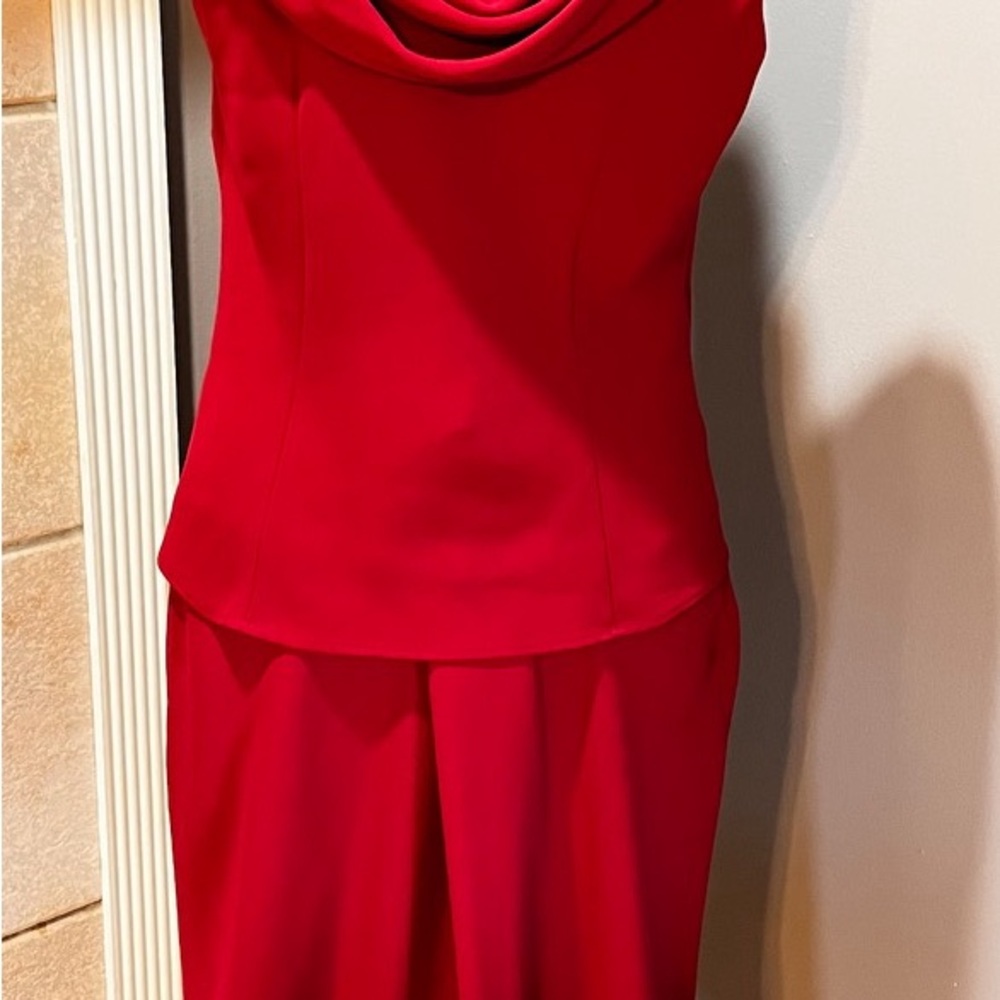 Donna Morgan Red Pleated Sheath Dress